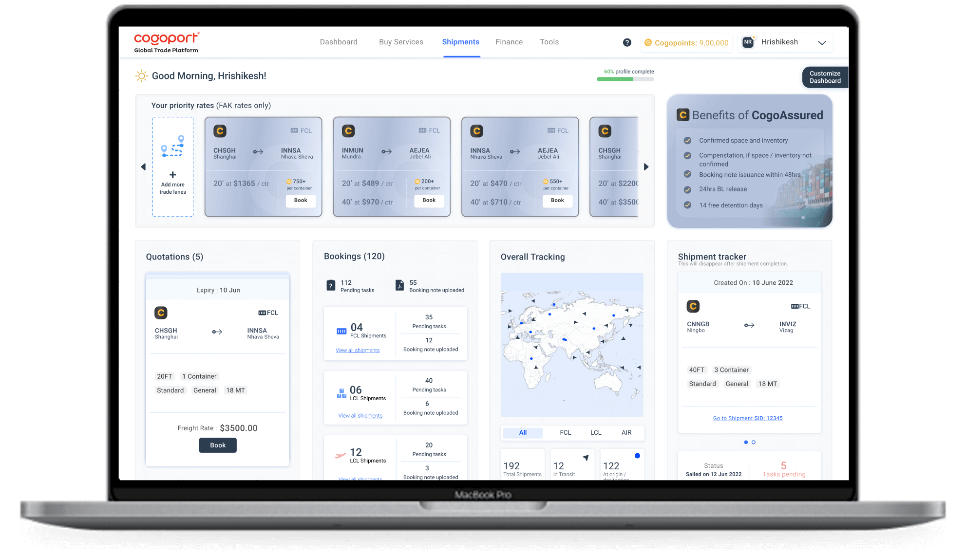 cogoport platform with rate search